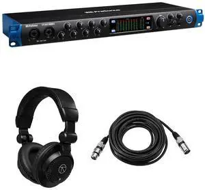 PreSonus Quantum 26x26 Thunderbolt 3 Audio Interface, Bundle with TAPH100 Monitor Headphones and 25' Microphone Cable