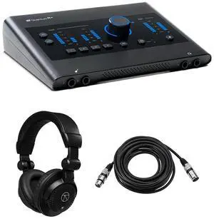 PreSonus Quantum ES 4 4x4 24-Bit USB-C Audio Interface, Bundle with TAPH100 Monitor Headphones and 25' Microphone Cable