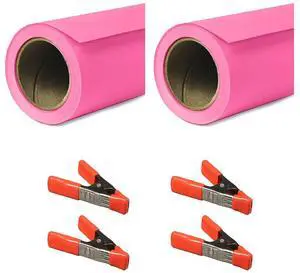 Savage 53"x36' Widetone Seamless Background Paper, Tulip, 2-Pack, Bundle with 4x 1-1/4x1" Steel Spring Orange Clamp