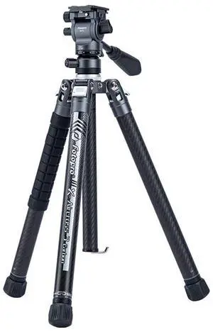 FotoPro X-AIRCROSS 3 Video 5-Section Carbon Fiber Tripod with MH-2L Fluid Video Head, Slate Gray