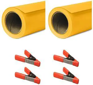 Savage 107"x150' Widetone Seamless Background Paper, Deep Yellow, 2-Pack, Bundle with 4x 1-1/4x1" Steel Spring Clamp, Orange
