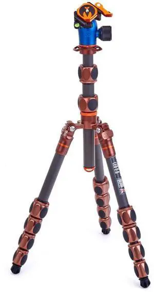 3 Legged Thing Leo 2.0 5-Section Carbon Fiber Tripod with AirHed Pro Lever Ball Head, Earth Bronze & Ocean Blue