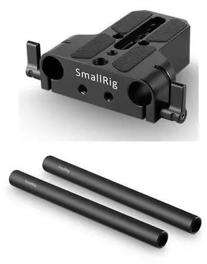 SmallRig 15mm Carbon Fiber Rod, 6", 2-Pack - With SmallRig Baseplate with Dual 15mm Rod Clamp