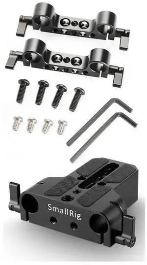 SmallRig Super Lightweight 15mm Railblock, 2-Pack - With SmallRig Baseplate with Dual 15mm Rod Clamp