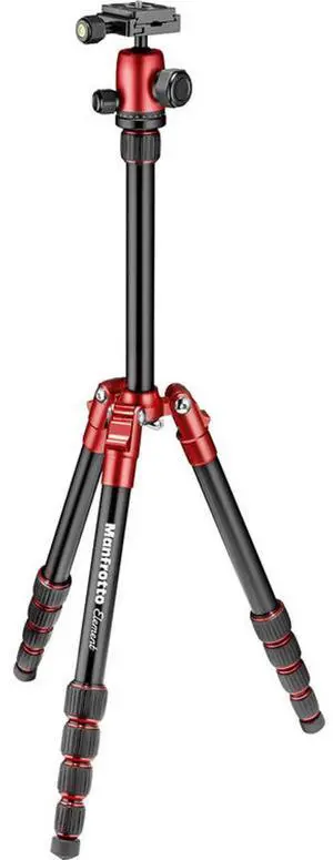 Manfrotto Element Traveller Small 5-Section Aluminum Tripod with Ball Head, Red