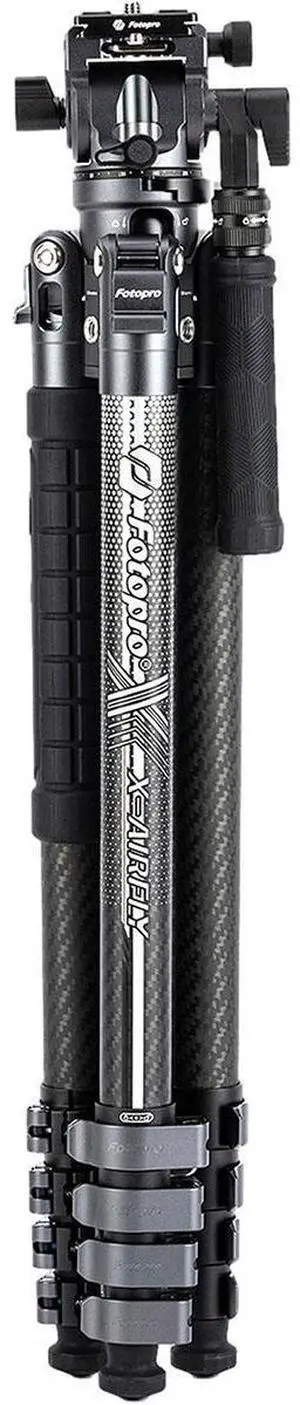 FotoPro X-AIRFLY Video 5-Section Carbon Fiber 2-In-1 Tripod with Ball + Fluid Video Head, Orange