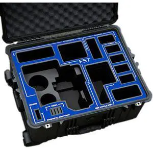 Jason Cases Hard Rolling Case with Wheels and Pull-Out Handle for Sony FS7 Camera, Blue Overlay