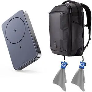 Nomatic Peter McKinnon 35L Camera Backpack, Black, Bundle with UGREEN 10000mAh 15W Magnetic Wireless Power Bank, Micro-Fiber Cleaning Cloth
