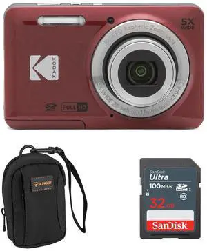 Kodak KODAK PIXPRO FZ55-BK 16MP Digital Camera 5X Optical Zoom 28mm Wide Angle 1080P Full HD Video 2.7" LCD Vlogging Camera. Bundle with SD Card and Slinger Camera Bag
