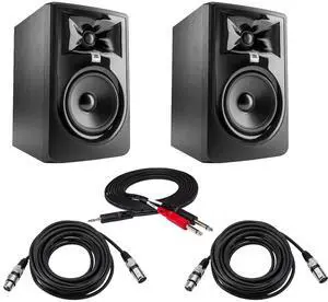JBL 2x 305P MkII Powered 5" Dual 41W Two-Way Studio Monitor W/2x 8mm XLR Cable