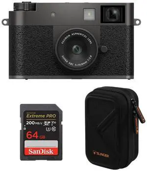 Fujifilm X half Digital Camera, Charcoal Silver, Free Accessories Bundle