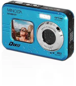 Minolta Minolta Duo MN50WP 48 MP AF 5K Ultra HD Waterproof Digital Camera with Dual Front & Rear LCD, Blue