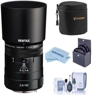 Pentax HD Pentax-D FA Macro 100mm f/2.8 ED AW Lens, Black, Bundle with 49mm Filter Kit, Soft Lens Case, Cleaning Kit and Cleaning Cloth