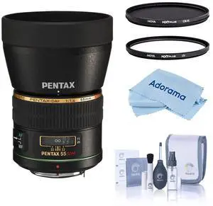 Pentax SMCP-DA 55mm f/1.4 SDM Lens, Black, Bundle with Hoya 58mm UV and CPL Filters