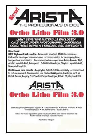 Arista Ortho Litho 8x10" 3.0 Film, 100 Sheets #531811