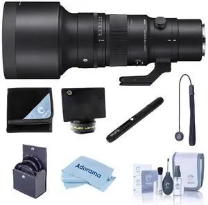 Sigma 500mm f/5.6 DG DN OS Sports Lens for L Mount, Bundle with Lens Wrap, 95mm Filter Kit, Lens Shade, Lens Pen Lens Cleaner, Cleaning Kit, Lens Cap Tether, Cleaning Cloth