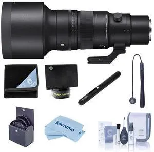 Sigma 500mm f/5.6 DG DN OS Sports Lens for Sony E, Bundle with Lens Wrap, 95mm Filter Kit, Lens Shade, Lens Pen Lens Cleaner, Cleaning Kit, Lens Cap Tether, Cleaning Cloth