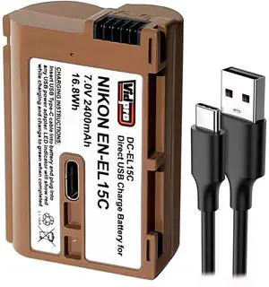 Power2000 Nikon EN-EL15C 7V 2400mAh 16.8Wh Lithium-Ion Battery with USB-C Direct Charge