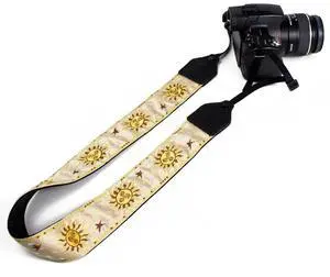 Perri's Leathers CSJ-28 Jacquard Camera Strap, Gold Suns