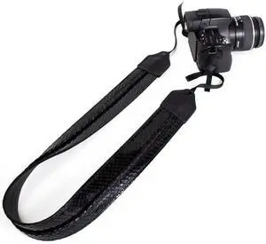 Perri's Leathers CSL-04 Snake Skin Leather Camera Strap, Black with Fold Stitch