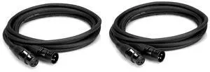 Hosa Technology 2x Professional 3 Ft. Rean XLR3F to XLR3M, 20 AWG x 2 OFC, 90% OFC Braid, Microphone Cable