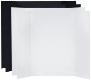 V-FLAT WORLD Tri-Fold Foam Board, 4-Pack, 2-White & 2-Black #004H