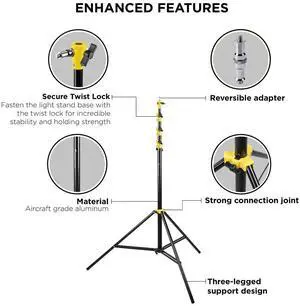 Flashpoint Pro Air-Cushioned Heavy-Duty Light Stand (Yellow, 13') #FP-S-13-YL