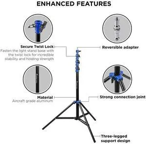 Flashpoint 9.5' Blue Color Coded Pro Air Cushioned Light Stand #FP-S-9-BL