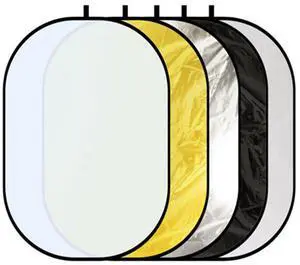 Glow 5 In 1 Collapsible Reflector - Black, White, Zebra gold, Silver, Trans - 40" x 60"