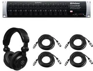 PreSonus StudioLive 32R - 34-Input, 32-Channel Series III Stage Box & Rack Mixer, Bundle with TAPH100 Headphones and 4x 25' XLR M to F Microphone Cable