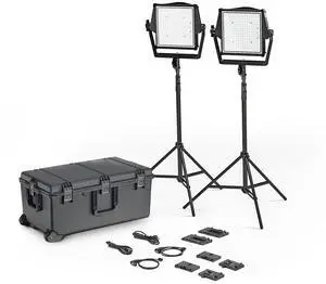 Litepanels Astra IP 1x1 Bi-Color LED 2-Light Traveler Kit with 2x Gold Mount and V-Mount Battery Brackets