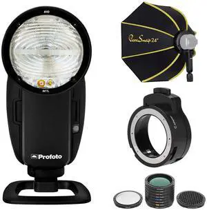 Profoto A10 On and Off Camera Flash for Sony Camera, Bundle with Glow 24" PS-B24K ParaSnap Octagonal Softbox, Adapter, Color Filter and Shapers Kit