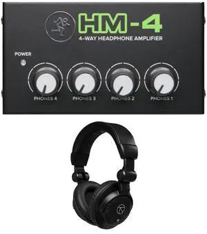Mackie HM-4 4-Way Headphone Amplifier, Bundle with 4x TAPH100 Headphones