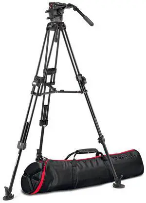 Manfrotto 526 Professional Fluid Video Head with 645 FAST Twin Leg Aluminum Tripod and Low & Mid-Level Spreader