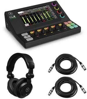 Mackie DLZ Creator XS Compact Adaptive Digital Mixer, Bundle with TAPH100 Headphones and 2x XLR Cables