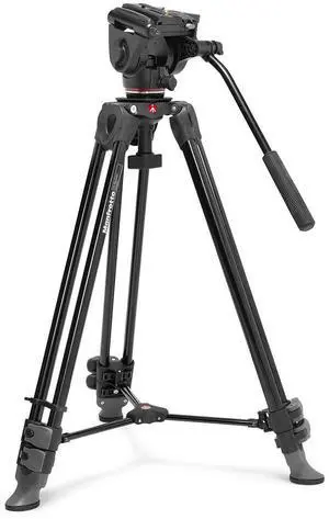 Manfrotto 500X Fluid Video Head with 3-Section Aluminum Telescopic Twin Leg Video Tripod