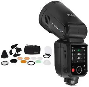 Flashpoint X100 TTL R2 On Camera Flash & Round Head Flash Accessory Kit - OM