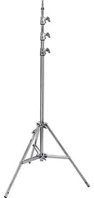 Avenger High 14.7' Steel-Baby 45 Stand with One Lazy Leg / 5/8" Mounting Stud, 3 Riser, 4 Sections, Silver Chrome