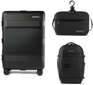 Pelican ATX 25" Waterproof Wheeled Check-In Hard Travel Case, Bundle with PX25 25L Travel Backpack and DK5 ModPak Travel Toiletry Bag, Black