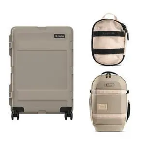 Pelican ATX 25" Waterproof Wheeled Check-In Hard Travel Case, Bundle with PX25 25L Travel Backpack and PCS ModPak Small Packing Cube, Sand