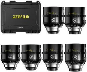 DZOFILM Vespid2 Prime Cinema 6-Lens Kit with 18mm, 24mm, 35mm, 50mm, 85mm, 105mm T1.9 Lens for PL Mount