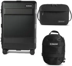 Pelican ATX 25" Waterproof Wheeled Check-In Hard Travel Case, Bundle with DK5 ModPak Toiletry Bag and PCS ModPak Small Packing Cube, Black