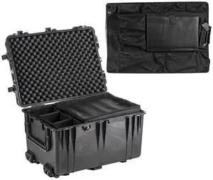 Pelican 1660 Watertight Wheeled Hard Case with Padded Dividers, Black, Bundle with PC1669 Photo Lid Organizer