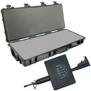 Pelican 1700 Wheeled Protector Long Case with Foam, Black, Bundle with AR1000 Assault Rifle Vault