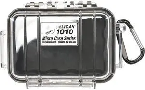 Pelican 1010 Watertight Hard Micro Case with Rubber Liner - Clear / Black