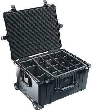 Pelican 1620 Watertight Hard Case with Moveable Divider Interior & Wheels - Black