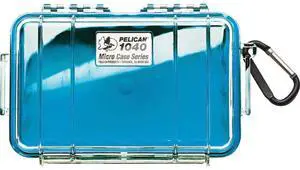 Pelican 1040 Watertight Hard Micro Case with Rubber Liner - Clear/Blue