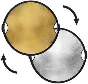 Glow Circular Collapsible Reflector with Handles (32", Gold/Silver)