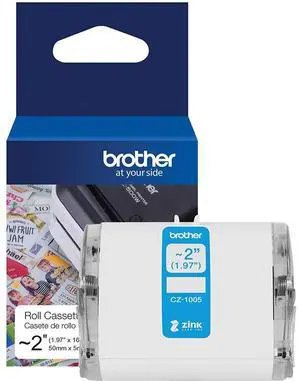 Brother CZ-1005 2"x16.4' Long Label Roll with Zink Zero Ink Technology