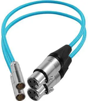 KONDOR BLUE 16"" Mini XLR Male to XLR Female Audio Cable BLACKMAGIC Pocket 4K Camera Video Assist 4K Sharp 8K. 3 Pin XLR Adapter Microphones Mixers. (16"" | 2 Pack)